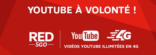 Youtube à volonté, sur les forfait RED 4G de SFR