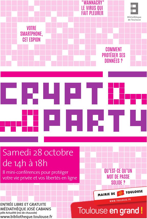Affiche de la cryptoparty du Samedi 18 Octobre 2017